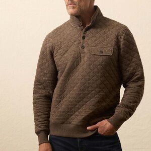 Faherty Epic Quilted Fleece Pullover - Mountain Branch Heather XL